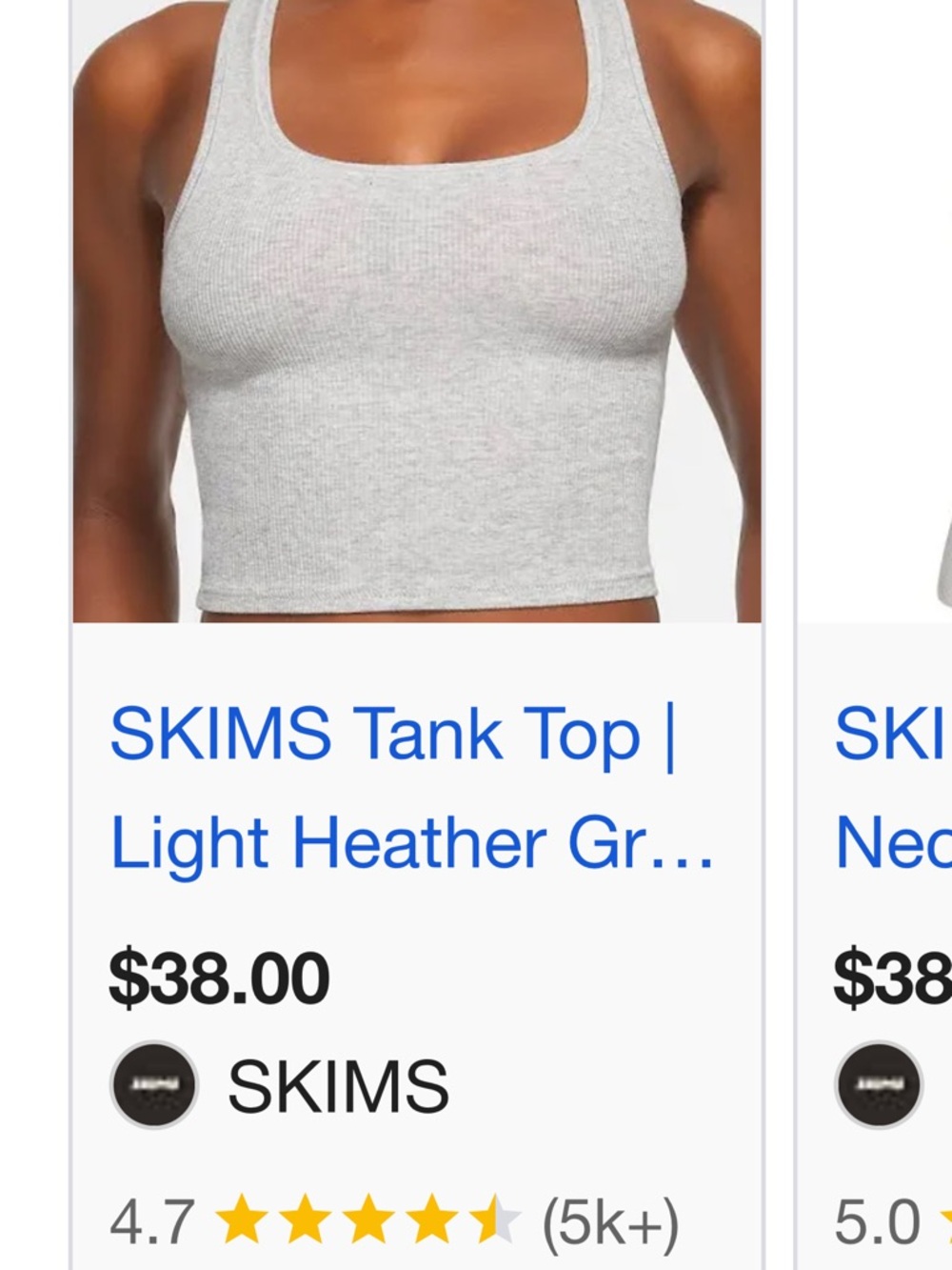 SKIMS Light Heather Gray Ribbed Tank Top